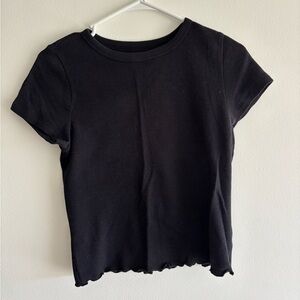 Old Navy Black Cropped Short Sleeve T-Shirt - Size: Medium